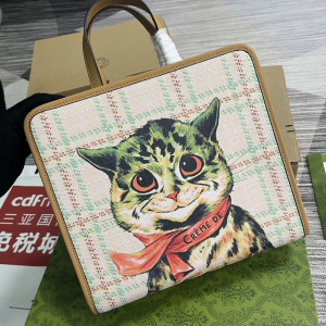 Gucci Kids Multi Green Cat Print Tote Bag Gucci Kids Multi Green Cat Print Tote Bag