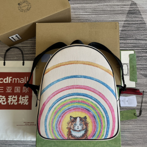 Gucci Kids White Canvas Rainbow Cat Print Backpack Bag Gucci Kids White Canvas Rainbow Cat Print Backpack Bag