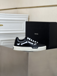 Amiri Skel Boner Black Leather Low Top Trainers Sneakers Amiri Skel Boner Black Leather Low Top Trainers Sneakers