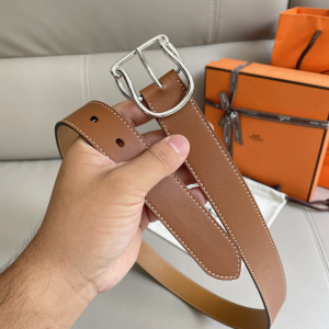 Hermes Salto Brown Leather Belt 35MM