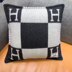 Hermes Avalon Pillow Black White Cashmere Wool Hermes Avalon Pillow Black White Cashmere Wool