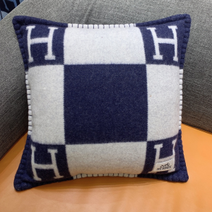 Hermes Avalon Pillow Blue White Cashmere Wool Hermes Avalon Pillow Blue White Cashmere Wool
