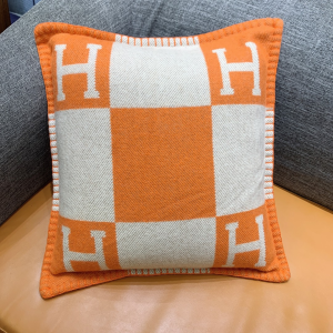 Hermes Avalon Pillow Orange White Cashmere Wool Hermes Avalon Pillow Orange White Cashmere Wool