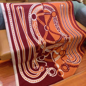 Hermes Avalon Grand Tralala Blanket Orange Cashmere Wool Hermes Avalon Grand Tralala Blanket Orange Cashmere Wool