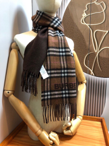 Burberry Check Cashmere Reversible Scarf Brown Gray Burberry Check Cashmere Reversible Scarf Brown Gray