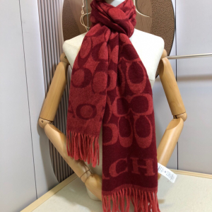 Coach Signature Wool Oversized Muffler Scarf Red Coach Signature Wool Oversized Muffler Scarf Red