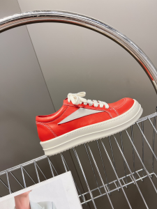 Rick Owens Wmns EDFU Suede Leather Vintage Low Sneakers Red White Rick Owens Wmns EDFU Suede Leather Vintage Low Sneakers Red White