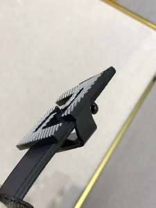 Fendi FF Squared Blue Leather Belt 35MM