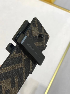 Fendi FF Squared Blue Leather Belt 35MM