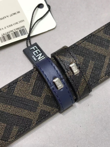 Fendi FF Squared Blue Leather Belt 35MM