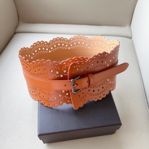 ALAIA Bustier Laser Cut Openwork Wide Leather Vienne Corset Belt Brown 120MM ALAIA Bustier Laser Cut Openwork Wide Leather Vienne Corset Belt Brown 120MM
