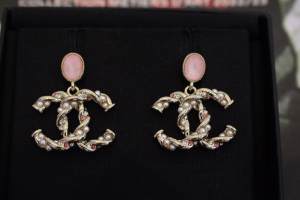 Chanel Crystal CC Logo Drop Earrings