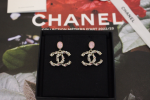Chanel Crystal CC Logo Drop Earrings