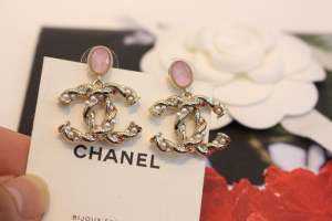 Chanel Crystal CC Logo Drop Earrings