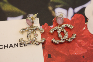 Chanel Crystal CC Logo Drop Earrings