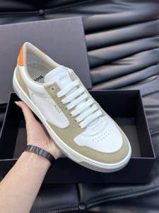 Boss Panelled Logo Print White Leather and Beige Suede Sneakers Boss Panelled Logo Print White Leather and Beige Suede Sneakers