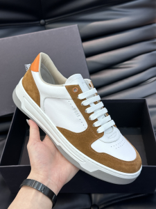 Boss Panelled Logo Print White Leather and Brown Suede Sneakers Boss Panelled Logo Print White Leather and Brown Suede Sneakers