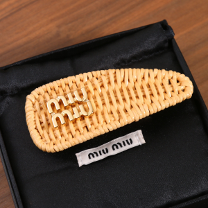 Miu Miu Raffia Hair Clip Natural
