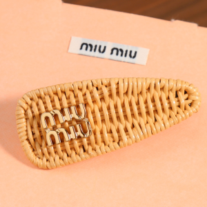 Miu Miu Raffia Hair Clip Natural