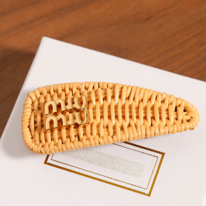 Miu Miu Raffia Hair Clip Natural