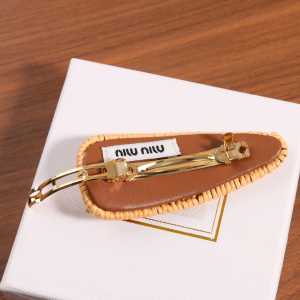 Miu Miu Raffia Hair Clip Natural