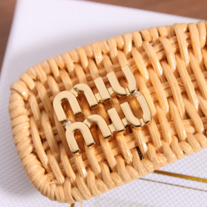 Miu Miu Raffia Hair Clip Natural