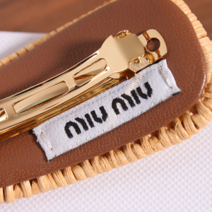 Miu Miu Raffia Hair Clip Natural