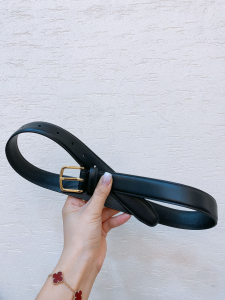 The Row Classic Black Calf Leather Belt