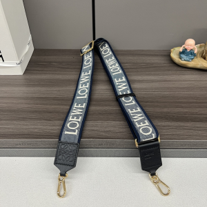 Loewe Navy Blue Anagram Leather Trimmed Canvas Jacquard Bag Shoulder Strap Loewe Navy Blue Anagram Leather Trimmed Canvas Jacquard Bag Shoulder Strap