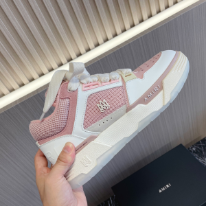 Amiri White Leather and Pink Fabric Suede MA1 High Top Sneakers Amiri White Leather and Pink Fabric Suede MA1 High Top Sneakers