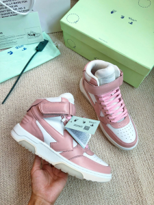 Off White Pink Leather Out of Office Ooo High Top Sneakers Boot Off White Pink Leather Out of Office Ooo High Top Sneakers Boot