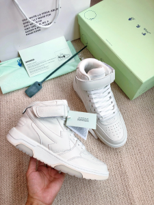 Off White White Leather Out of Office Ooo High Top Sneakers Boot Off White White Leather Out of Office Ooo High Top Sneakers Boot