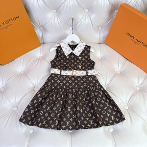 Louis Vuitton Girl Gray Monogram Cotton Short Dress Louis Vuitton Girl Gray Monogram Cotton Short Dress