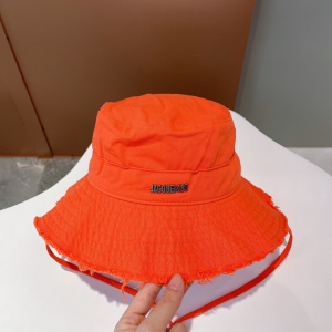Jacquemus LA Artichaut Neck Strap Cotton Bucket Hat Orange Jacquemus LA Artichaut Neck Strap Cotton Bucket Hat Orange
