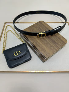 Dior Saddle Pocket Black Leather Belt