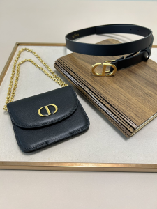 Dior Saddle Pocket Black Leather Belt