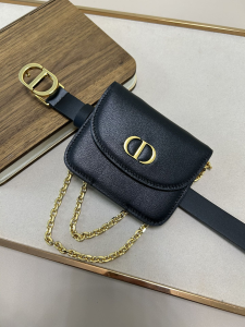 Dior Saddle Pocket Black Leather Belt