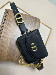 Dior Saddle Pocket Black Leather Belt