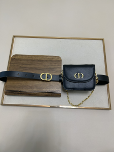 Dior Saddle Pocket Black Leather Belt