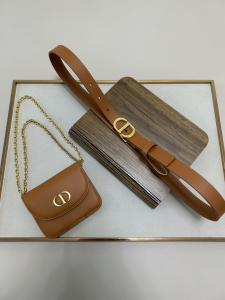 Dior Saddle Pocket Brown Leather Belt