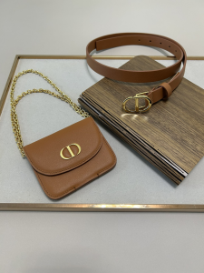 Dior Saddle Pocket Brown Leather Belt