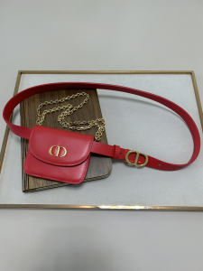 Dior Saddle Pocket Red Leather Belt
