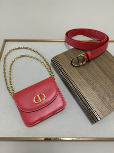 Dior Saddle Pocket Red Leather Belt