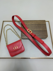 Dior Saddle Pocket Red Leather Belt