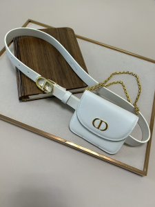 Dior Saddle Pocket White Leather Belt
