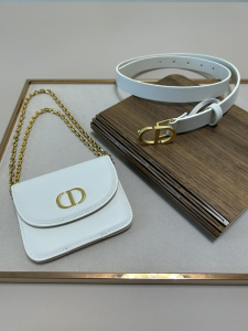 Dior Saddle Pocket White Leather Belt