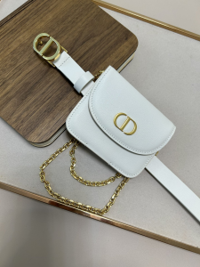 Dior Saddle Pocket White Leather Belt