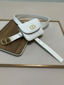 Dior Saddle Pocket White Leather Belt