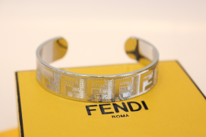 Fendi Shadow FF Logo Bracelet White Gold