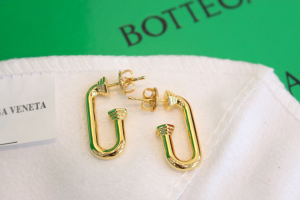 Bottega Veneta Gold Pillar Hoop Earrings